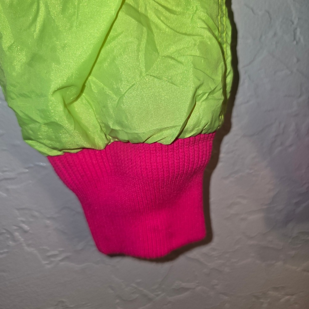 Hotdogger USA Windbreaker Small Neon Green Pink Checkered Retro 90s Jacket - Picture 6 of 11